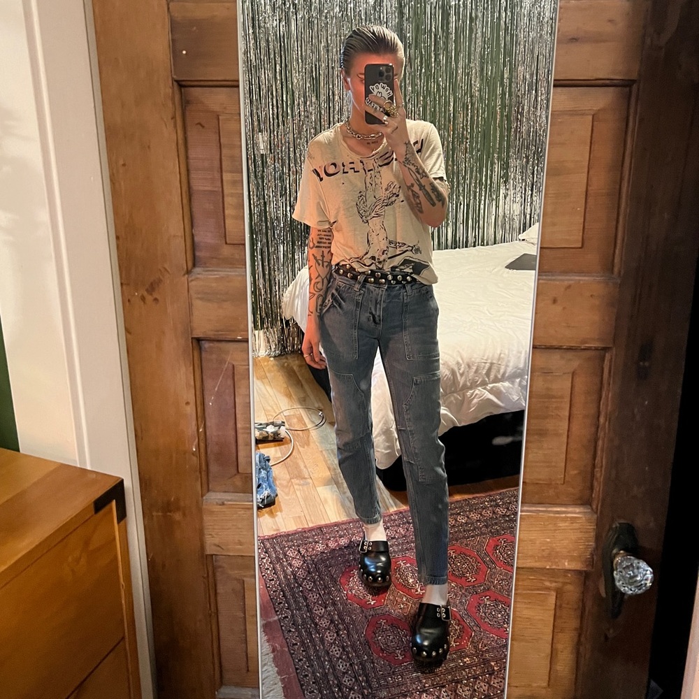 Pilcro Anthropologie work pants, Denim carpenter style. - Picture 1 of 7